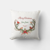 ウォーターカラーアントラートナカイ(鳥)ショウジョウコウカンチョウクリスマス クッション (正面)