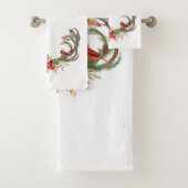ウォーターカラーアントラートナカイ(鳥)ショウジョウコウカンチョウクリスマス バスタオルセット (インサイチュ)