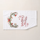 ウォーターカラーアントラートナカイ(鳥)ショウジョウコウカンチョウクリスマス バスタオルセット (ハンドタオル)