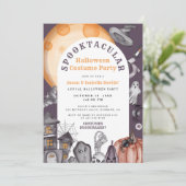 ウォーターカラーアーチハロウィーンパンプキンコスチュームパーティー 招待状 (スタンド正面)