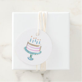 ウォーターカラーアートお誕生日ケーキキャンドルスウィート フェイバータグ