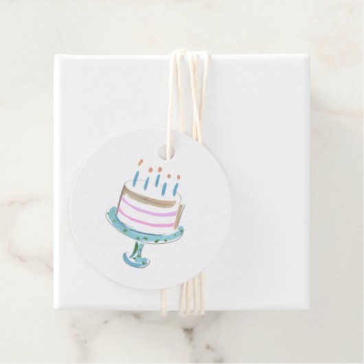 ウォーターカラーアートお誕生日ケーキキャンドルスウィート フェイバータグ (インサイチュ)