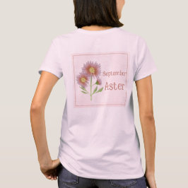 ウォーターカラーアートのエステル花 9月誕生日 Tシャツ