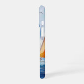 ウォーターカラーアートの帆船レース iPhone 16ケース (左側面)