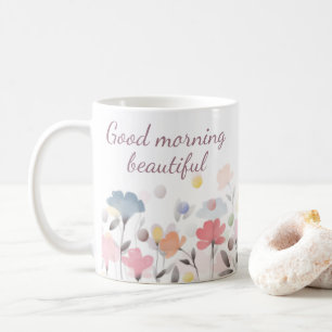 ウォーターカラーアートの美しい朝の花 コーヒーマグカップ