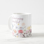 ウォーターカラーアートの美しい朝の花 コーヒーマグカップ (正面左)