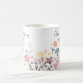 ウォーターカラーアートの美しい朝の花 コーヒーマグカップ (中央)