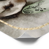 ウォーターカラーアートウルフハウリングアットフルムーン自然 ポスター (角)