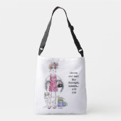 ウォーターカラーアートウーマンユーモアのあることわざ クロスボディバッグ (裏面)