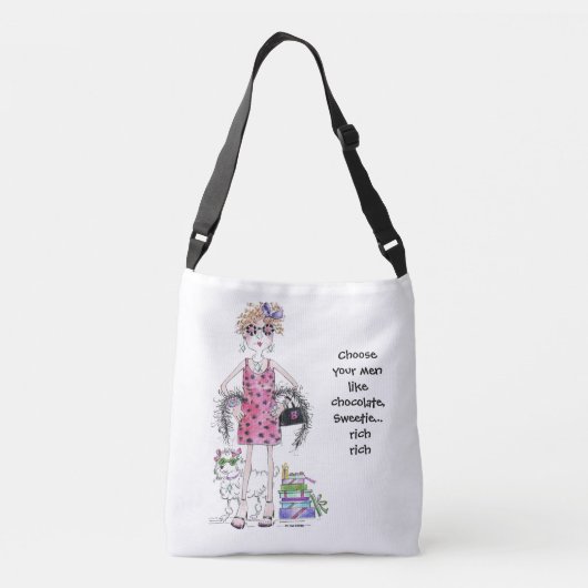 ウォーターカラーアートウーマンユーモアのあることわざ クロスボディバッグ (裏面)