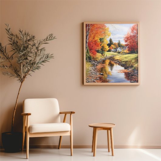 ウォーターカラーアートオータムクリークインバーモント ポスター