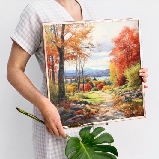 ウォーターカラーアートオータムフォレストインバーモント ポスター