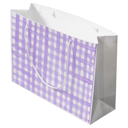 ウォーターカラーアートパープルタイムレス春数々の使用 ラージペーパーバッグ (裏面アングル)