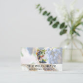 ウォーターカラーアートワイングラスとブドウ 名刺 (スタンド正面)