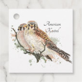 ウォーターカラーアート野鳥観察ケストレルカップル フェイバータグ (正面)