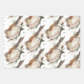 ウォーターカラーアート野鳥観察ケストレルカップル ラッピングペーパーシート (正面3)