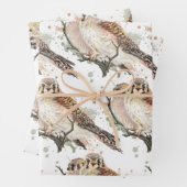 ウォーターカラーアート野鳥観察ケストレルカップル ラッピングペーパーシート (インサイチュ)