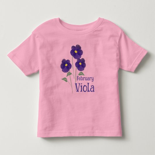 ウォーターカラーアート スミレの花 2月 誕生日 トドラーTシャツ (正面)