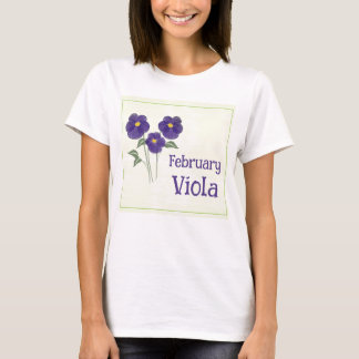 ウォーターカラーアート スミレの花 2月 誕生日 Tシャツ