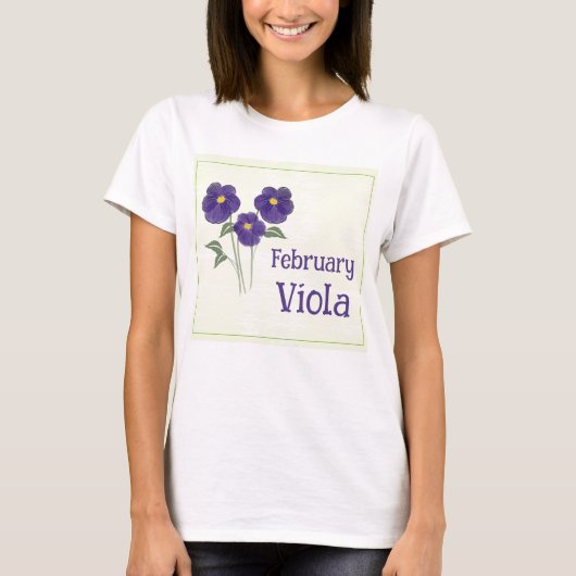 ウォーターカラーアート スミレの花 2月 誕生日 Tシャツ (正面)