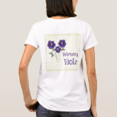 ウォーターカラーアート スミレの花 2月 誕生日 Tシャツ (裏面)