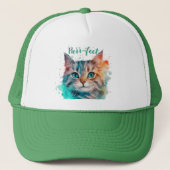 ウォーターカラーアート 完璧な猫 キャップ (正面)