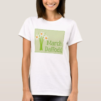 ウォーターカラーアート 水仙 花 3月 誕生日 Tシャツ
