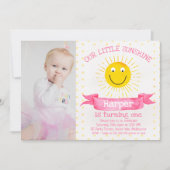 ウォーターカラーアーリトルサンシャイン誕生日招待状 招待状 (正面)