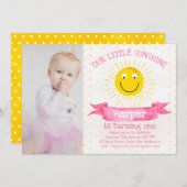 ウォーターカラーアーリトルサンシャイン誕生日招待状 招待状 (正面/裏面)