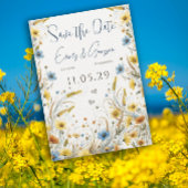 ウォーターカラーイエローエレガンス&スカイブルーフローラ 招待状