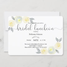 ウォーターカラーイエローグレーブライダルルンチョン招待状