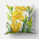 ウォーターカラーイエローデイリリーフローラアート クッション (裏面)