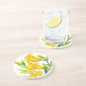 ウォーターカラーイエローデイリリーフローラアート コースター (側面)