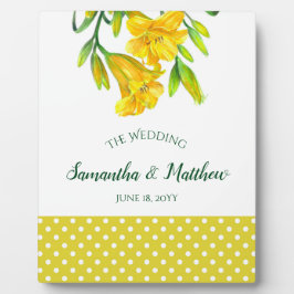 ウォーターカラーイエローデイリリーフローラアート フォトプラーク