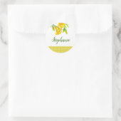 ウォーターカラーイエローデイリリーフローラアート ラウンドシール (バッグ)