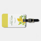 ウォーターカラーイエローデイリリーフローラアート ラゲッジタグ (正面横)
