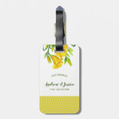 ウォーターカラーイエローデイリリーフローラアート ラゲッジタグ (裏面縦)