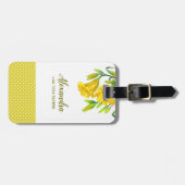 ウォーターカラーイエローデイリリーフローラアート ラゲッジタグ (正面横)