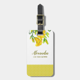 ウォーターカラーイエローデイリリーフローラアート ラゲッジタグ