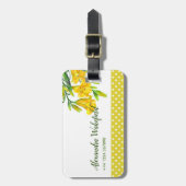 ウォーターカラーイエローデイリリーフローラアート ラゲッジタグ (正面縦)