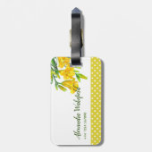 ウォーターカラーイエローデイリリーフローラアート ラゲッジタグ (裏面縦)
