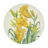 ウォーターカラーイエローデイリリーフローライラストレーション カッティングボード (正面)