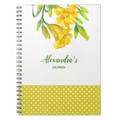 ウォーターカラーイエローデイリリーフローライラストレーション ノートブック (正面)