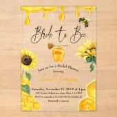 ウォーターカラーイエローハニーブライドへビーブライダルシャワー アクリル招待状 (正面)