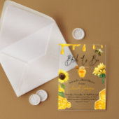 ウォーターカラーイエローハニーブライドへビーブライダルシャワー アクリル招待状