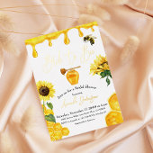 ウォーターカラーイエローハニーブライドへビーブライダルシャワー 箔招待状