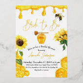 ウォーターカラーイエローハニーブライドへビーブライダルシャワー 箔招待状 (正面)