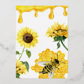 ウォーターカラーイエローハニーブライドへビーブライダルシャワー 箔招待状 (裏面)