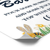 ウォーターカラーイエローフローラホニービーママモサバー ポスター (角)