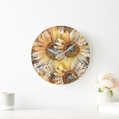 ウォーターカラーイエローブーケサンフラワーコレクション ラージ壁時計 (ホーム)